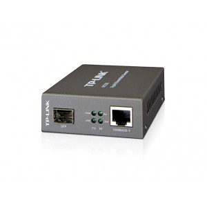TP-Link Медиаконвертер 10/100/1000 Мбит/с RJ45 - 1000 Мбит/с SFP-слот с поддержкой модулей MiniGBIC, переключающийся адаптер питания, возможность установки в шасси
