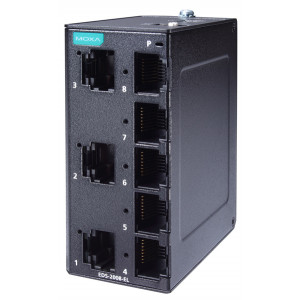 Компактный 8-портовый неуправляемый коммутатор 10/100 BaseT(X) Ethernet, QoS, в металлическом корпусе, -10...+60C