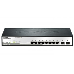 Коммутатор D-Link DGS-1210-10/F1A, L2 Smart Switch with  8 10/100/1000Base-T ports and 2 1000Base-X SFP ports.16K Mac address, 802.3x Flow Control, 4K of 802.1Q VLAN, 802.1p Priority Queues,